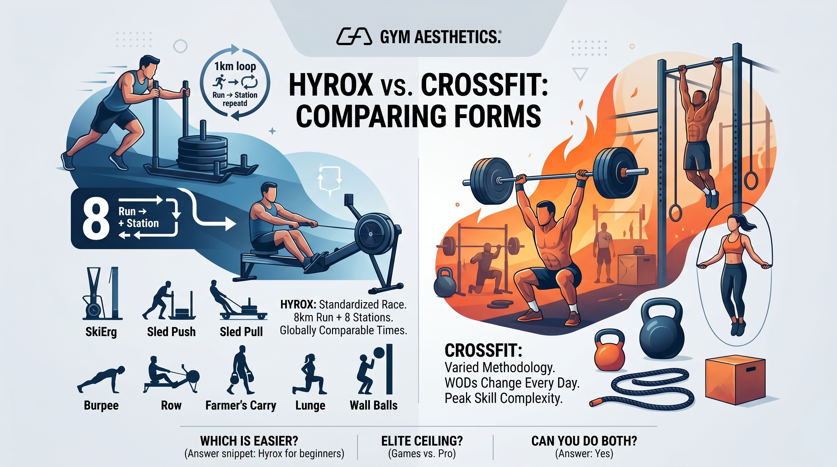Image of Hyrox vs CrossFit: Key Differences, Which Is Harder, and Which Is Right for You