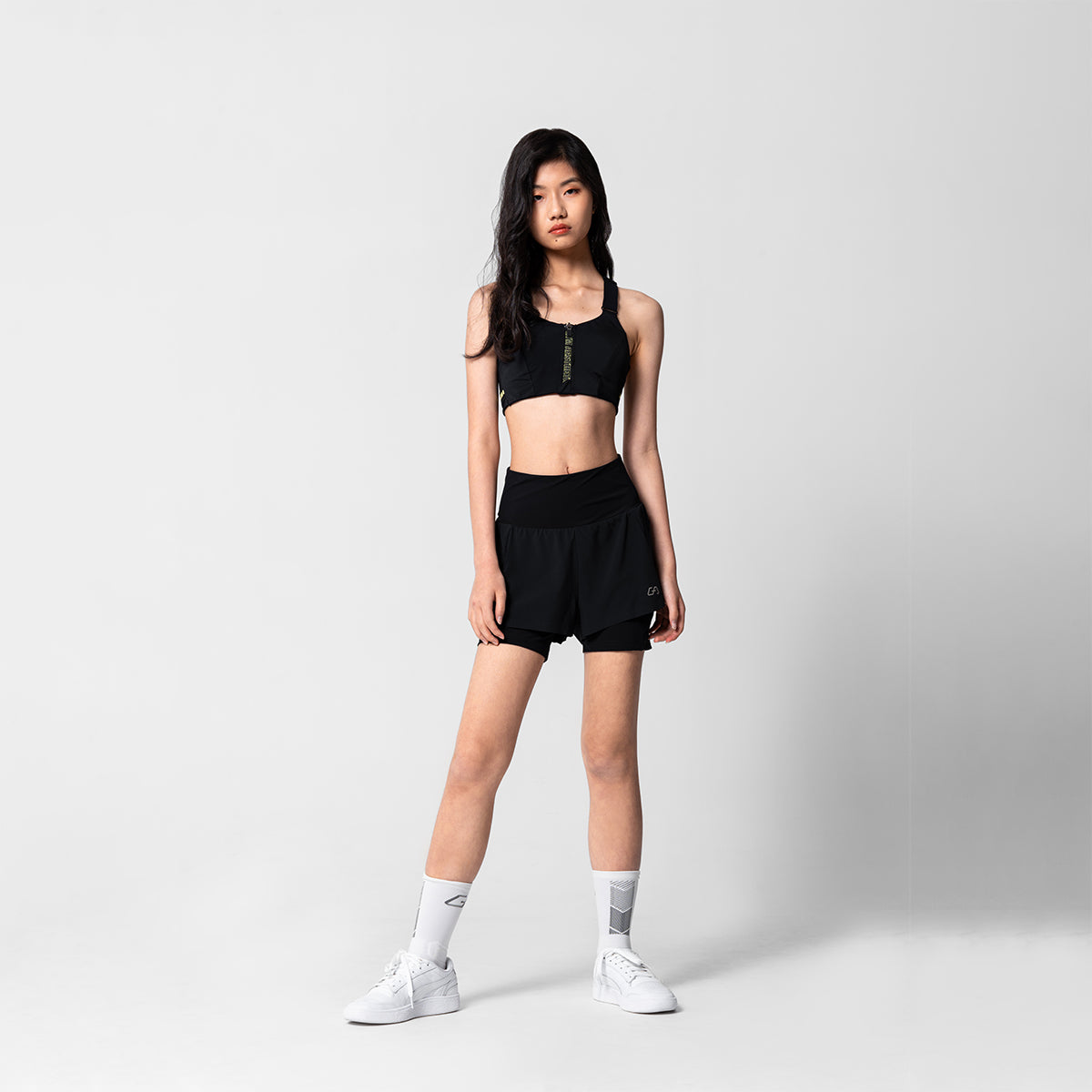 Image of Aktivkleidung 2in1 Farbblock Laufhosen für Damen