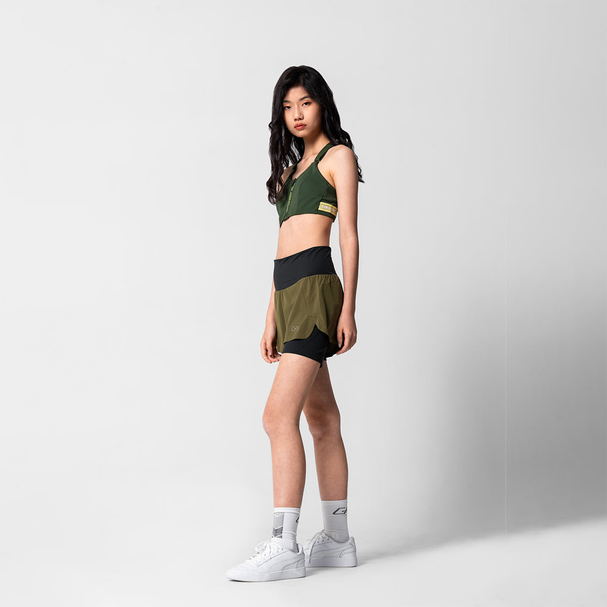 Image of Aktivkleidung 2in1 Farbblock Laufhosen für Damen