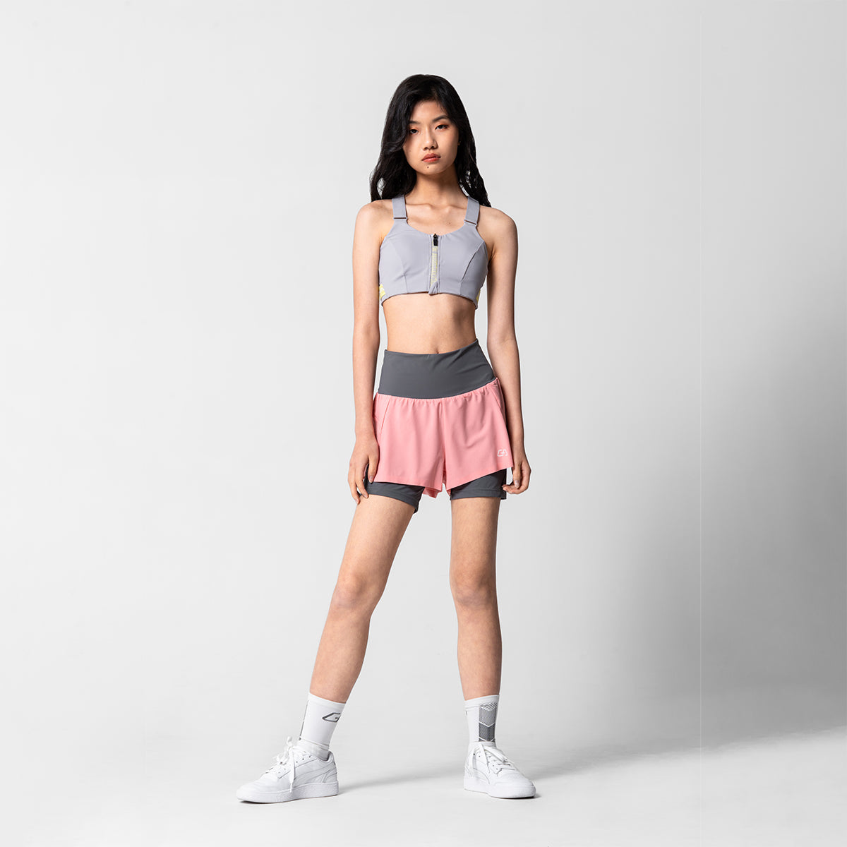 Image of Aktivkleidung 2in1 Farbblock Laufhosen für Damen