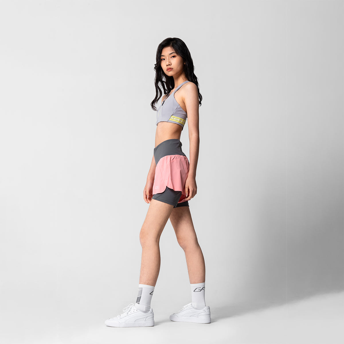 Image of Aktivkleidung 2in1 Farbblock Laufhosen für Damen