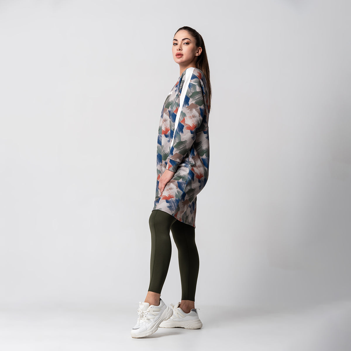 Oversize Everyday Wears Pattern Sweatshirt Tunic for Women