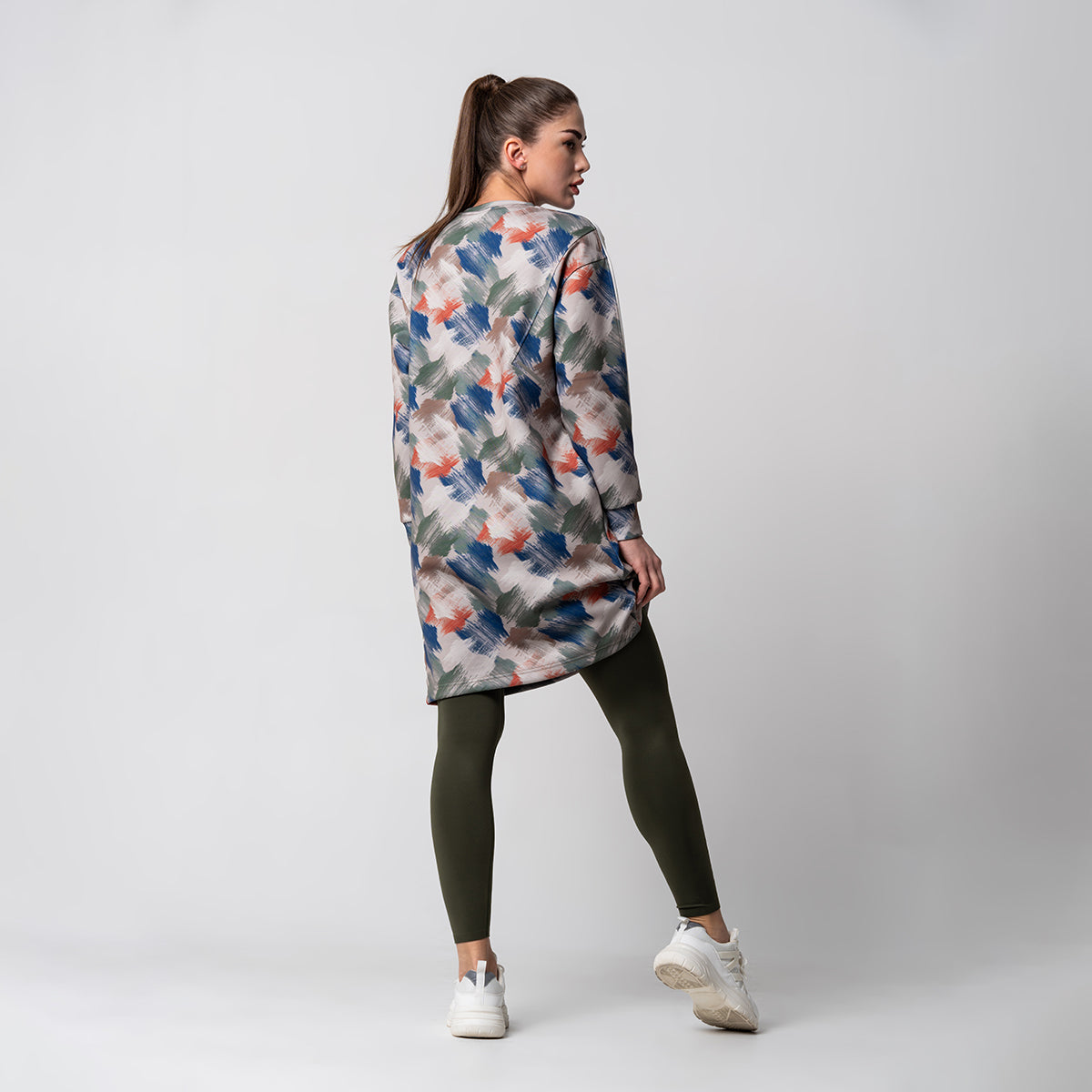 Oversize Everyday Wears Pattern Sweatshirt Tunic for Women