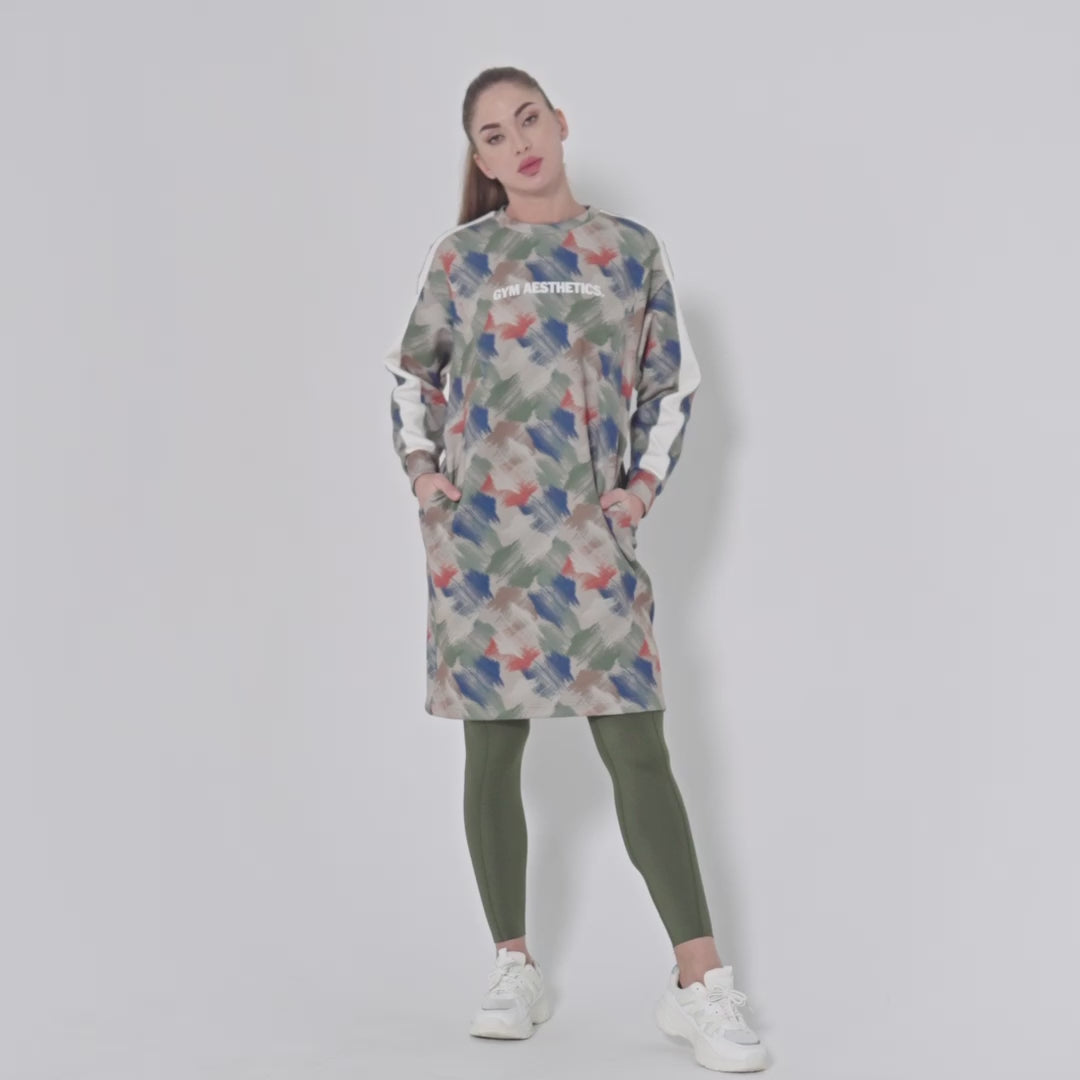 Oversize Everyday Wears Pattern Sweatshirt Tunic for Women