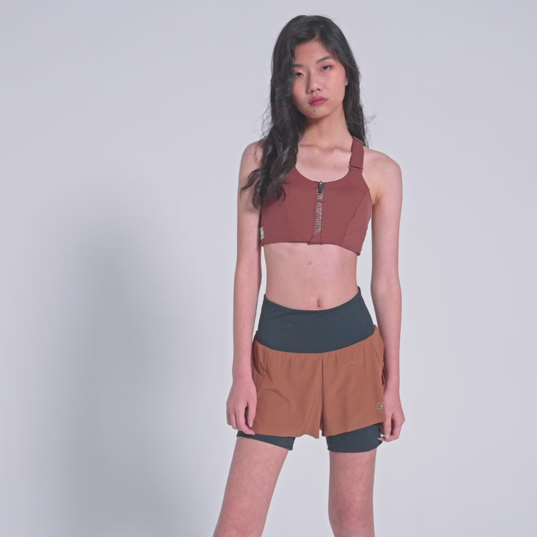 Image of Aktivkleidung 2in1 Farbblock Laufhosen für Damen