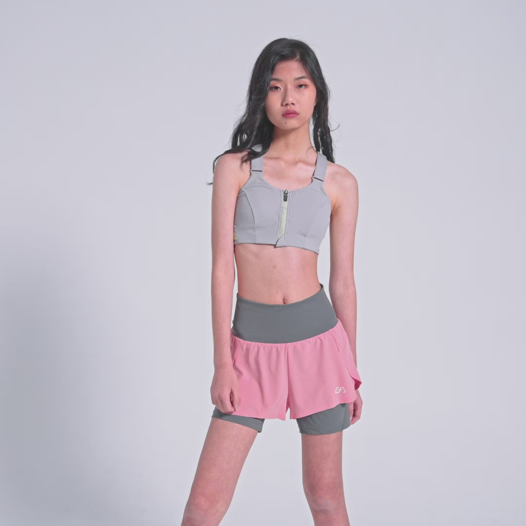 Image of Aktivkleidung 2in1 Farbblock Laufhosen für Damen