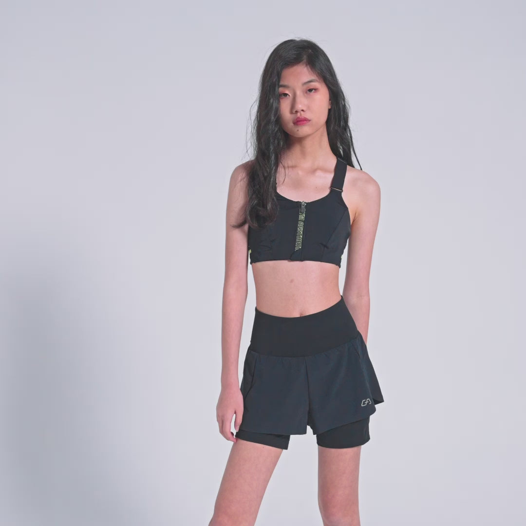 Image of Aktivkleidung 2in1 Farbblock Laufhosen für Damen