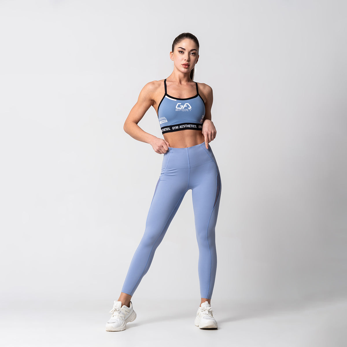 Image of Tummy control Training Mesh Blocking Leggings for Women