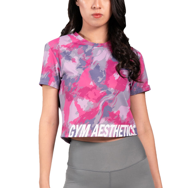 Activewear Cropped Printed Fashion T Shirt for Women