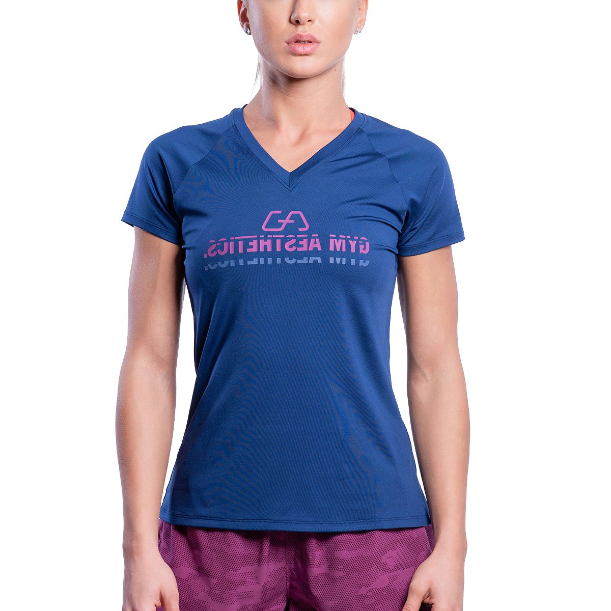 IDEOLOGY Womens New 0139 Light Blue Printed Yoga T-Shirt Active Wear Top S  B+B 