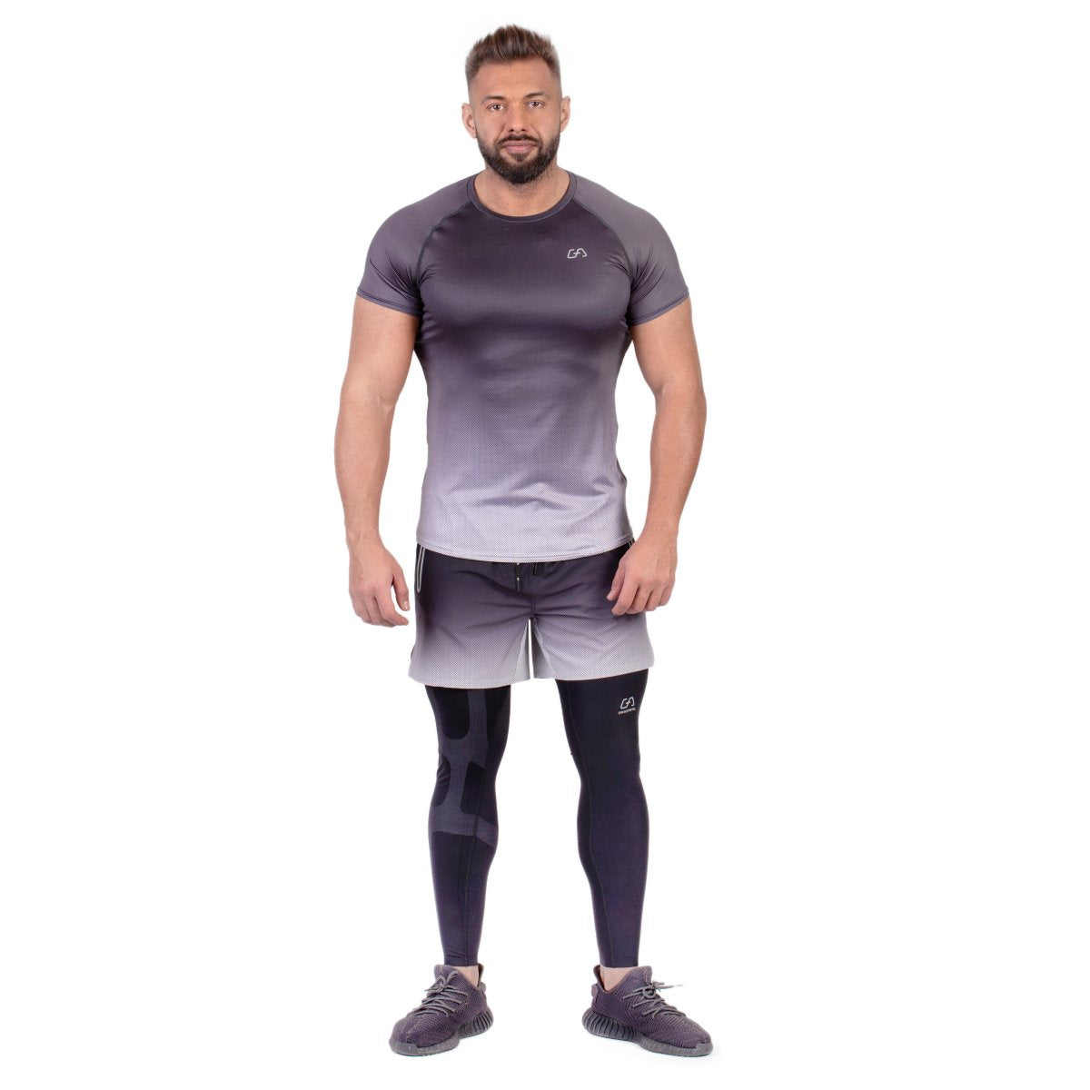 B91xZ Workout Shirts For Men Male Summer Casual Gradient Print