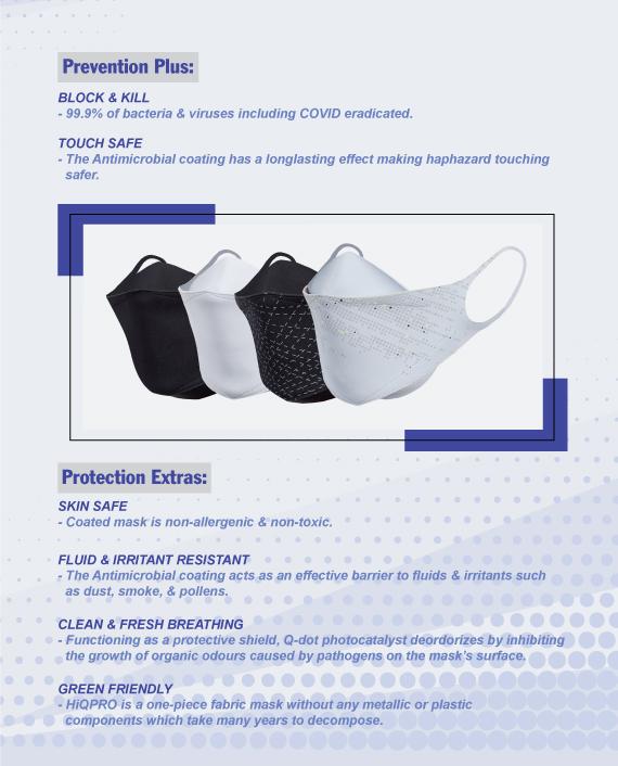 Image of HiQPRO Wiederverwendbare Maske mit patentierter antimikrobieller airDefender ® Technologie in Volltonfarbe