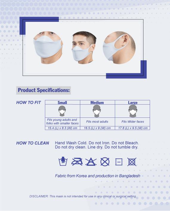 Image of HiQPRO Wiederverwendbare Maske mit patentierter antimikrobieller airDefender ® Technologie in Volltonfarbe