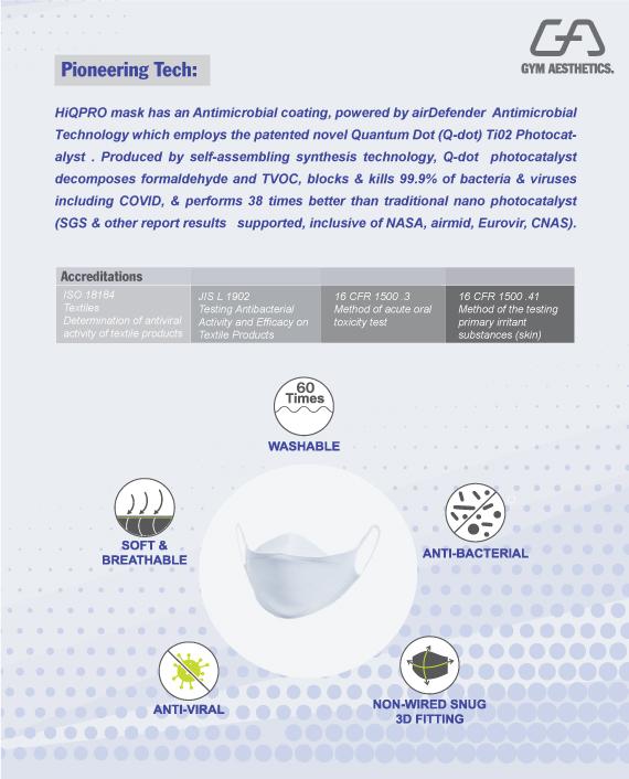 Image of HiQPRO Wiederverwendbare Maske mit patentierter antimikrobieller airDefender ® Technologie mit Aufdruck