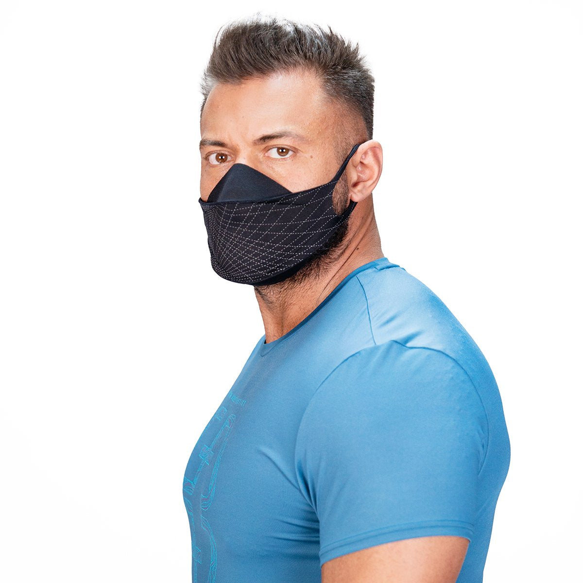 Image of HiQPRO Wiederverwendbare Maske mit patentierter antimikrobieller airDefender ® Technologie mit Aufdruck