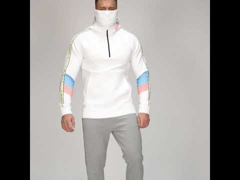 Image of Protection Detachable Mask 1/2 Zip Mock Hoodies for Men