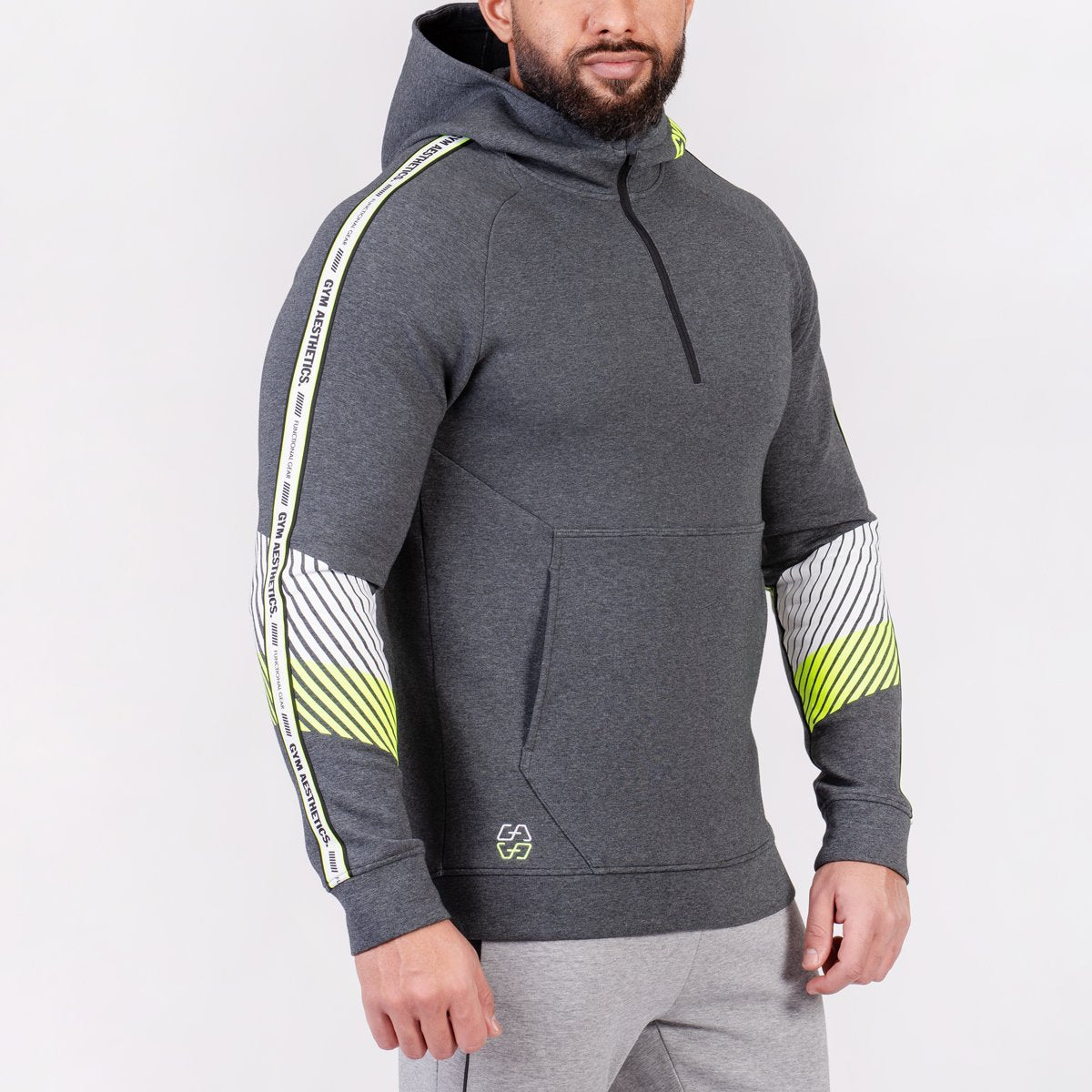 Image of Protection Detachable Mask 1/2 Zip Mock Hoodies for Men