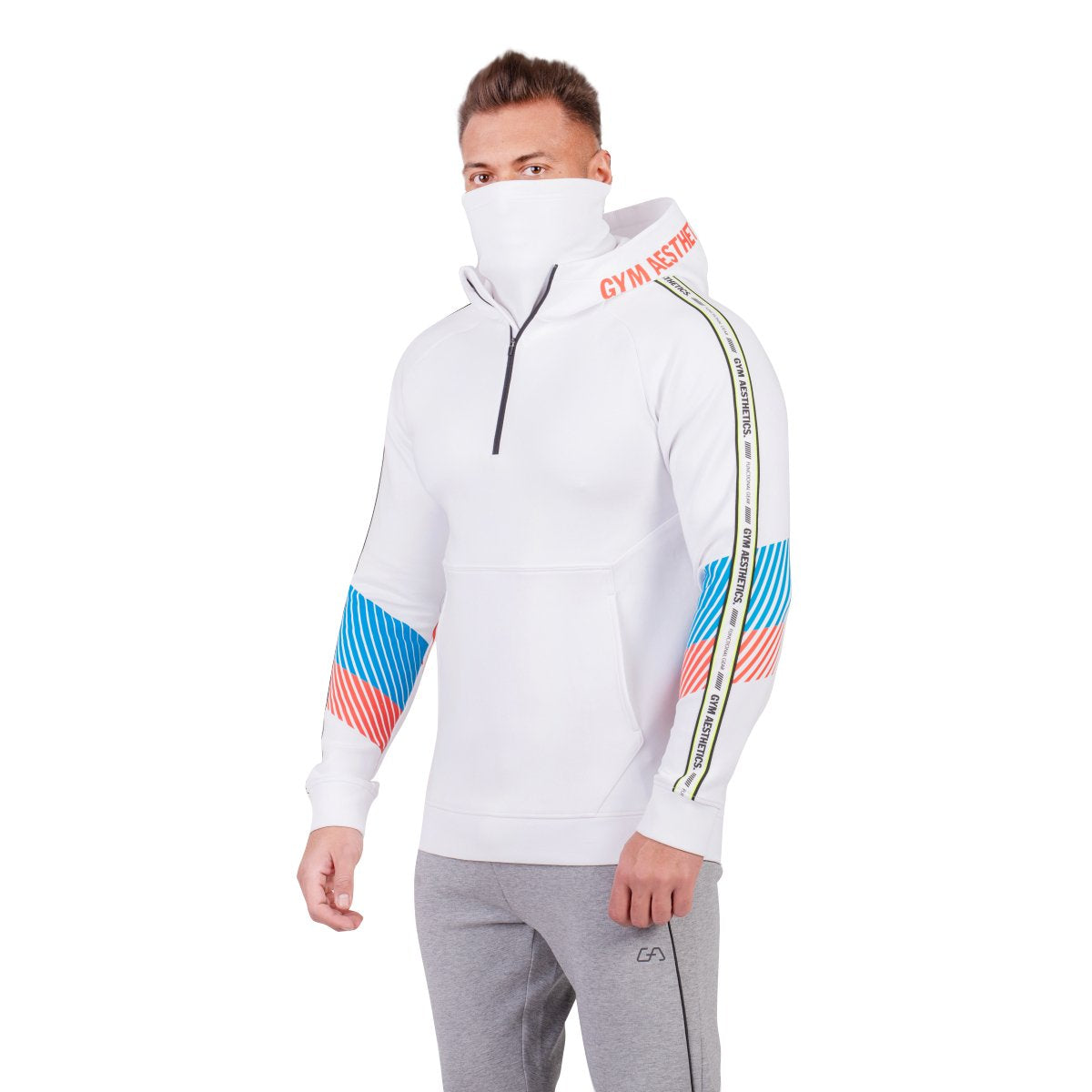 Protection Detachable Mask 1 2 Zip Mock Hoodies