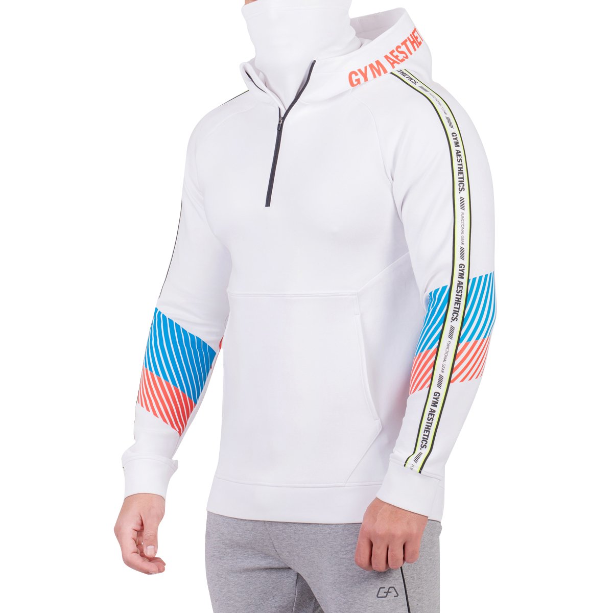 Image of Protection Detachable Mask 1/2 Zip Mock Hoodies for Men