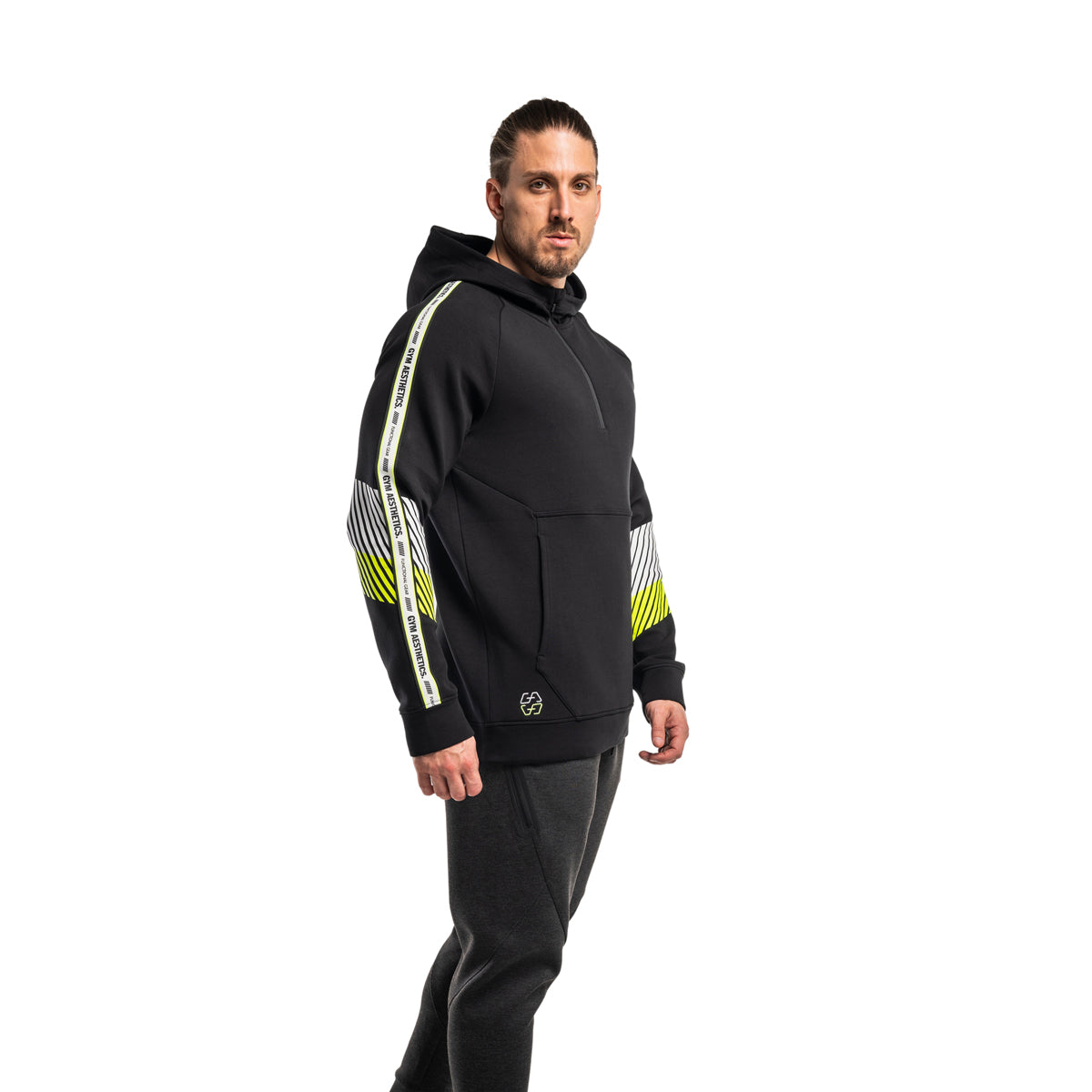 Image of Protection Detachable Mask 1/2 Zip Mock Hoodies for Men