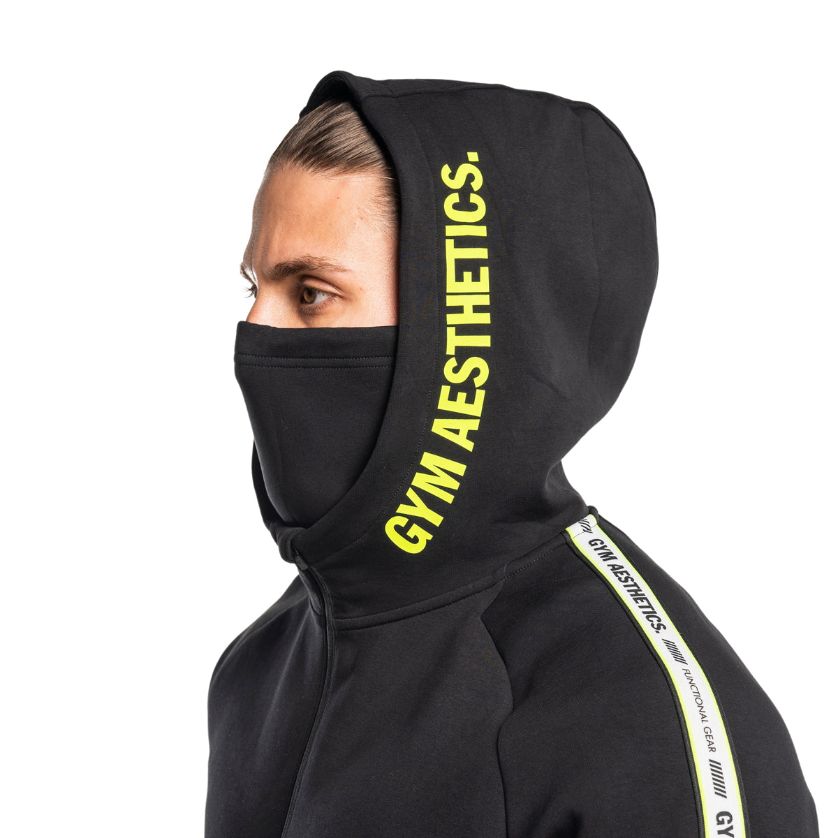 Image of Protection Detachable Mask 1/2 Zip Mock Hoodies for Men