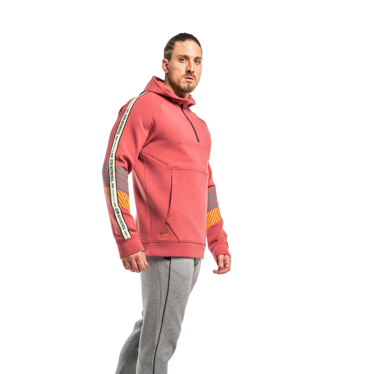 Image of Protection Detachable Mask 1/2 Zip Mock Hoodies for Men