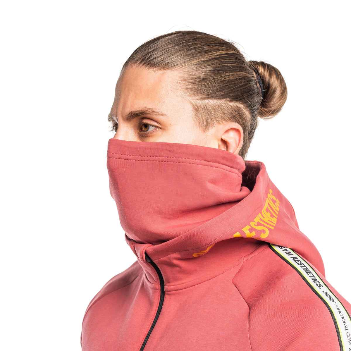 Image of Protection Detachable Mask 1/2 Zip Mock Hoodies for Men