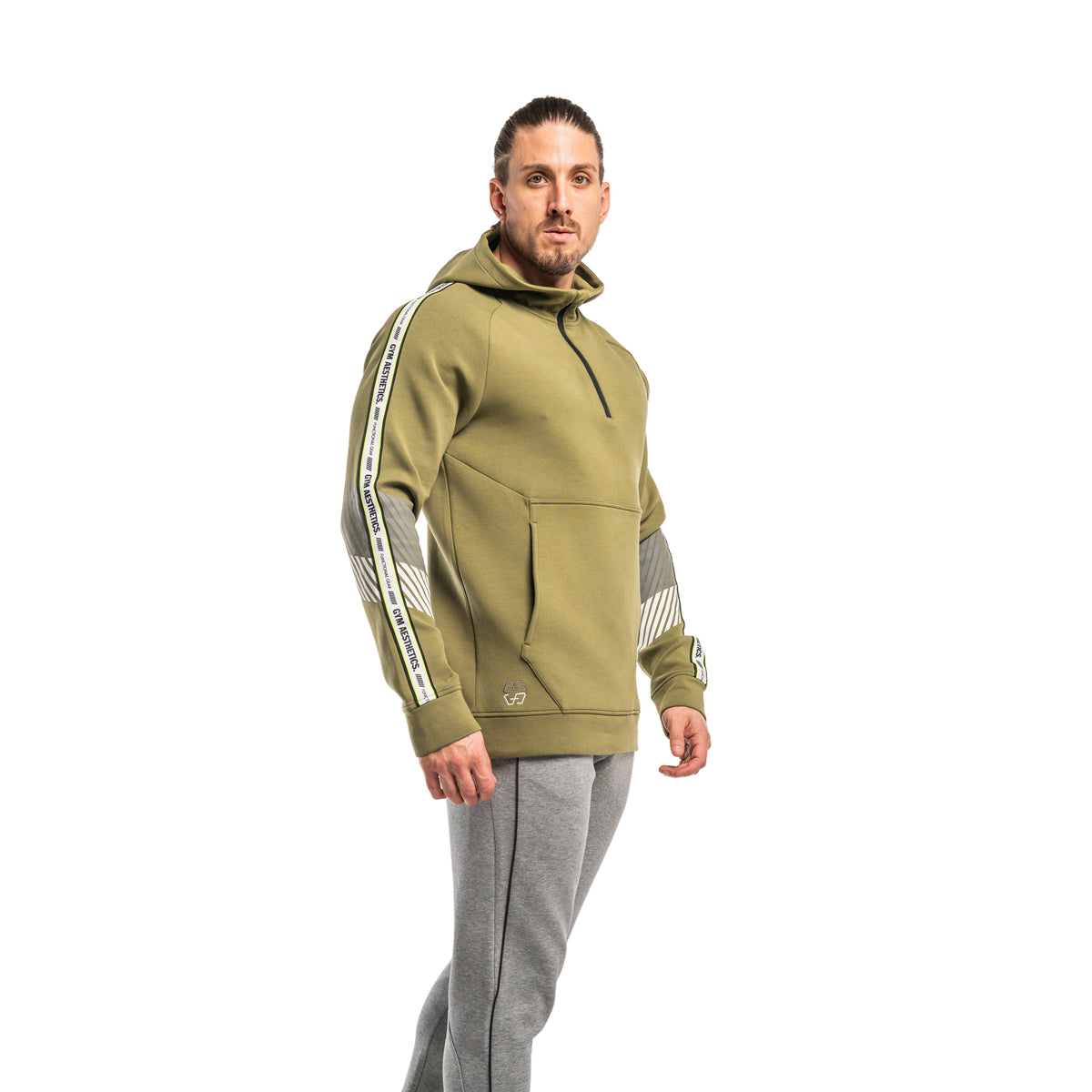 Image of Protection Detachable Mask 1/2 Zip Mock Hoodies for Men