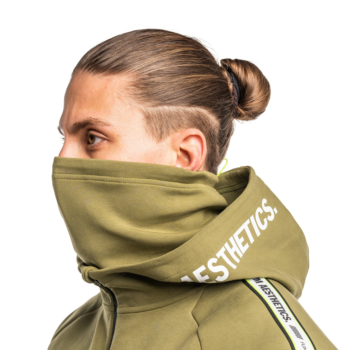 Image of Protection Detachable Mask 1/2 Zip Mock Hoodies for Men