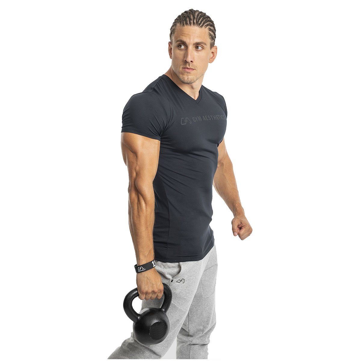 Image of V-Neck Tight-Fit T-Shirt Intensity for Men