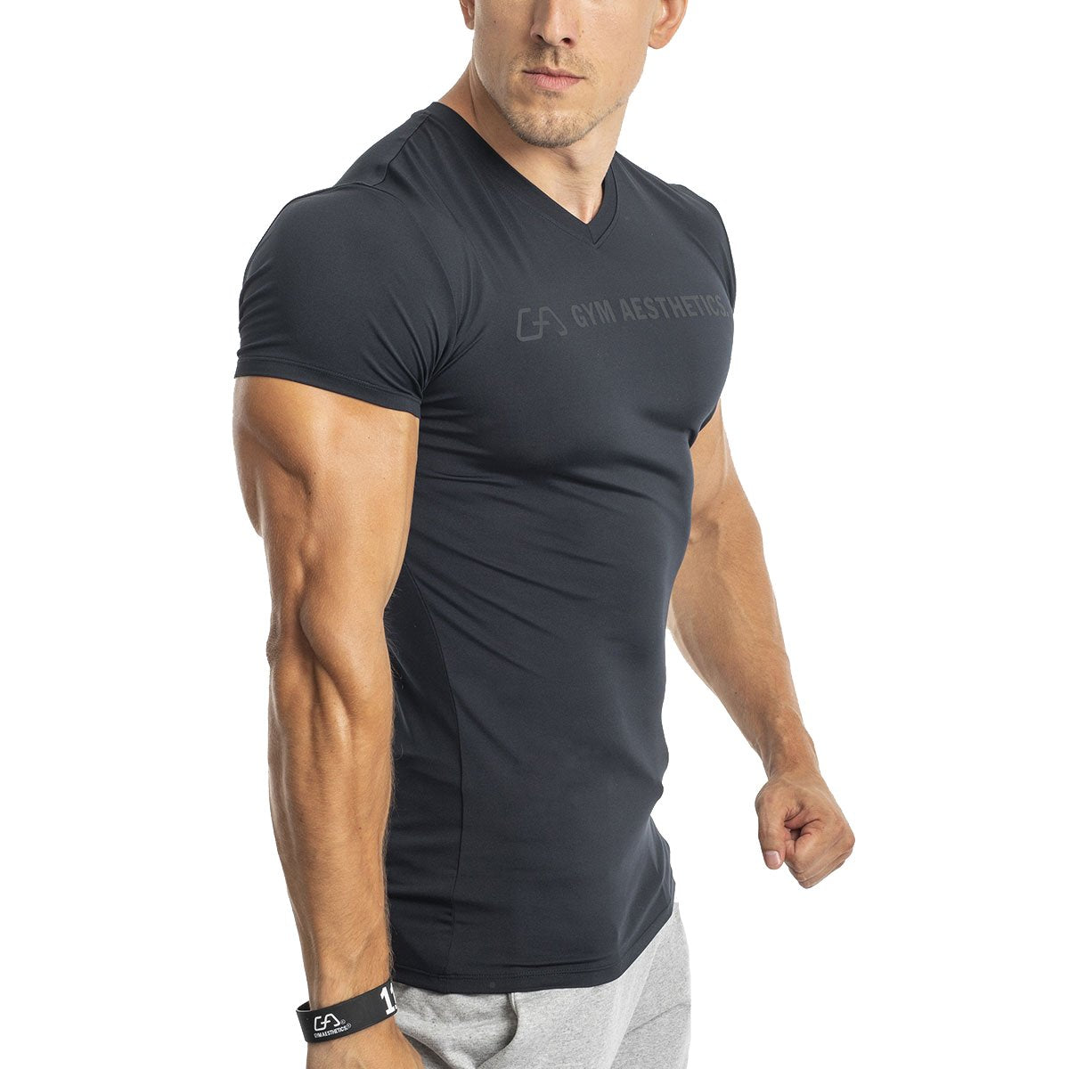 Image of V-Neck Tight-Fit T-Shirt Intensity for Men