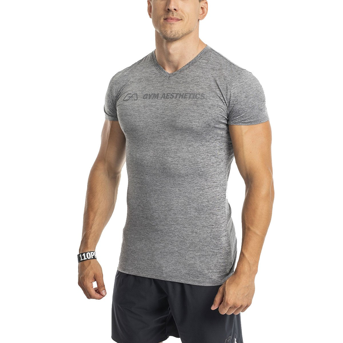 Image of V-Neck Tight-Fit T-Shirt Intensity for Men